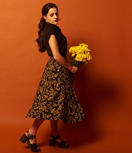 Sammy Mustard & Black Floral Skirt