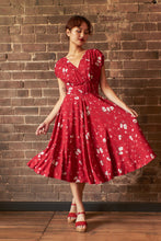 Load image into Gallery viewer, Viola Red & Cream Daisy Dress