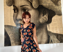 Load image into Gallery viewer, Tuscan Navy & Peonies Floral Dress