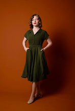 Load image into Gallery viewer, Manette Green & Cream Dots Dress