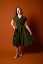Load image into Gallery viewer, Manette Green & Cream Dots Dress
