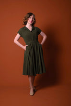 Load image into Gallery viewer, Manette Green & Cream Dots Dress