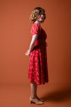 Load image into Gallery viewer, Fiorella Corset Red & Cream Cherry Blossom Dress