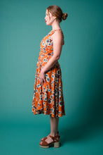 Load image into Gallery viewer, Maeve Orange & Blue Linen Floral Dress