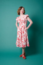 Load image into Gallery viewer, Astrid Red & Cream Tulip Linen Dress