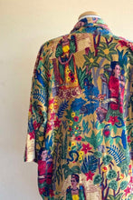 Load image into Gallery viewer, Hand Printed Floral Velvet Kimono - Yellow