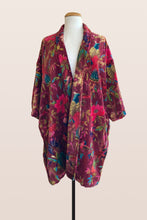 Load image into Gallery viewer, Hand Printed Floral Velvet Kimono - Burgundy