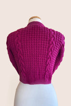 Load image into Gallery viewer, Fuchsia V Neck Cropped Cardigan