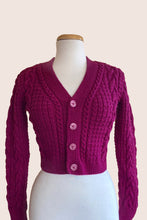 Load image into Gallery viewer, Fuchsia V Neck Cropped Cardigan