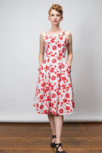 Load image into Gallery viewer, Chita Red & Cream Floral Dress