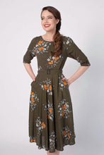 Load image into Gallery viewer, Doris Green & Orange Floral Dress