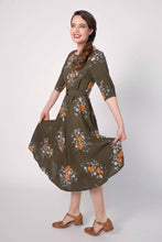 Load image into Gallery viewer, Doris Green & Orange Floral Dress