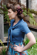 Load image into Gallery viewer, Dorothy Navy Bow Tie Blouse