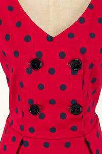 Tegan Red & Navy Polka Dress - Elise Design
 - 7