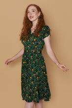 Load image into Gallery viewer, Green & Mustard Floral Jersey Dress