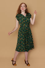 Load image into Gallery viewer, Green & Mustard Floral Jersey Dress