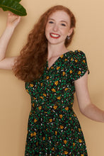 Load image into Gallery viewer, Green & Mustard Floral Jersey Dress