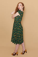 Load image into Gallery viewer, Green & Mustard Floral Jersey Dress