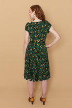 Load image into Gallery viewer, Green & Mustard Floral Jersey Dress