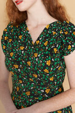 Load image into Gallery viewer, Green & Mustard Floral Jersey Dress