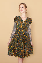 Load image into Gallery viewer, Mustard & Orange Floral Jersey Dress