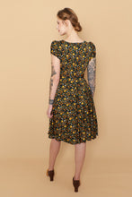 Load image into Gallery viewer, Mustard & Orange Floral Jersey Dress