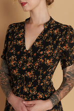 Load image into Gallery viewer, Jobelle Orange & Black Petite Floral Dress