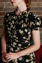 Load image into Gallery viewer, Peach Rose Black & Green Floral Dress