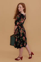 Load image into Gallery viewer, Lola Black & Red Floral Jersey Dress