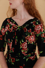 Load image into Gallery viewer, Lola Black & Red Floral Jersey Dress