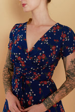 Load image into Gallery viewer, Fiorella Corset Blue & Red Floral Dress