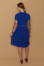 Load image into Gallery viewer, Grace Kelly Blue & Red Floral Dress