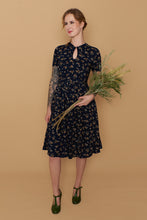 Load image into Gallery viewer, Sakura Navy & Petite Roses Dress