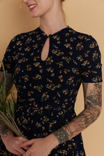 Load image into Gallery viewer, Sakura Navy & Petite Roses Dress
