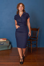 Load image into Gallery viewer, Faye Navy Linen Dress