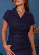 Load image into Gallery viewer, Faye Navy Linen Dress