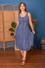 Load image into Gallery viewer, Iva Navy & Cream Floral Linen Dress