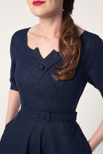 Load image into Gallery viewer, Juliet Cross Collar Navy Dress
