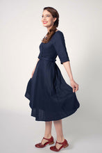 Load image into Gallery viewer, Juliet Cross Collar Navy Dress