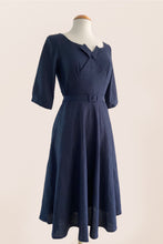 Load image into Gallery viewer, Juliet Cross Collar Navy Dress