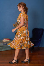 Load image into Gallery viewer, Kay Mustard & Cream Floral Dress