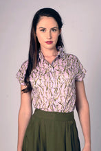Load image into Gallery viewer, Minki Lilac Tulips Cotton Blouse