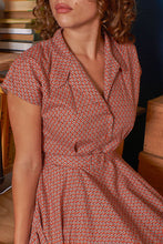 Load image into Gallery viewer, Manette Orange & Cream Abstract Floral Dress