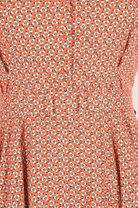 Manette Orange & Cream Abstract Floral Dress