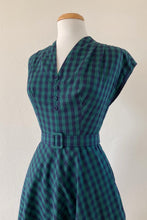 Load image into Gallery viewer, May Green & Navy Checker Dress