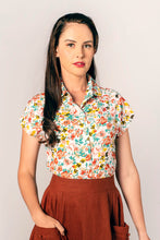 Load image into Gallery viewer, Minki Dusty Pink &amp; Turquoise Linen Blouse