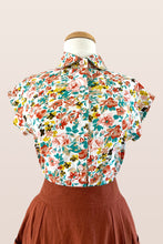 Load image into Gallery viewer, Minki Dusty Pink &amp; Turquoise Linen Blouse