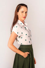 Load image into Gallery viewer, Minki Cream & Green Polka Dots Blouse