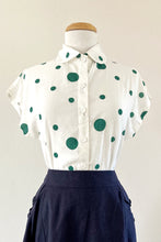 Load image into Gallery viewer, Minki Cream & Green Polka Dots Blouse