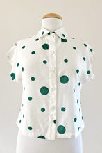 Load image into Gallery viewer, Minki Cream & Green Polka Dots Blouse